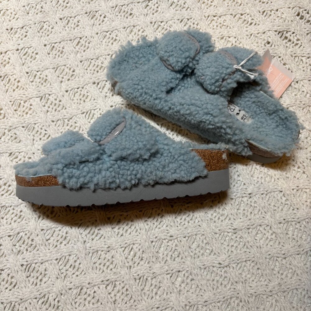 Birkenstock Papillio Women Arizona Shearling Buckle Sandals Blue – Size 38 - Picture 5 of 8